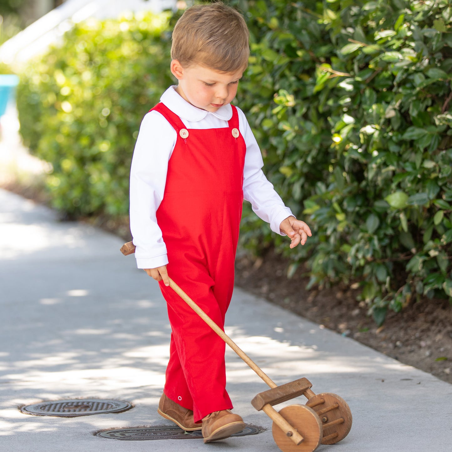 Boys Cord Overalls - Red Corduroy