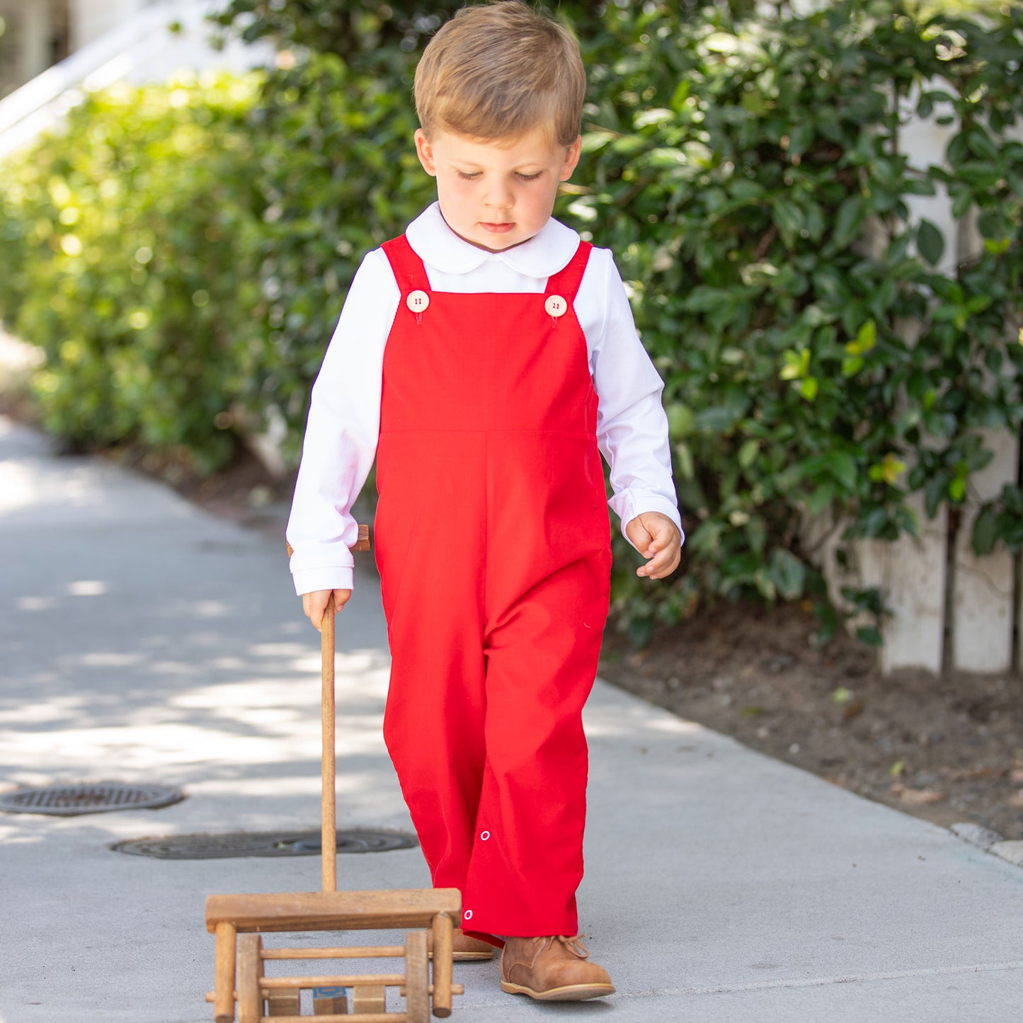 Boys Cord Overalls - Red Corduroy