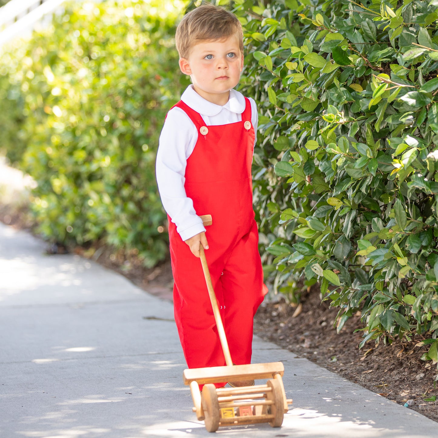 Boys Cord Overalls - Red Corduroy