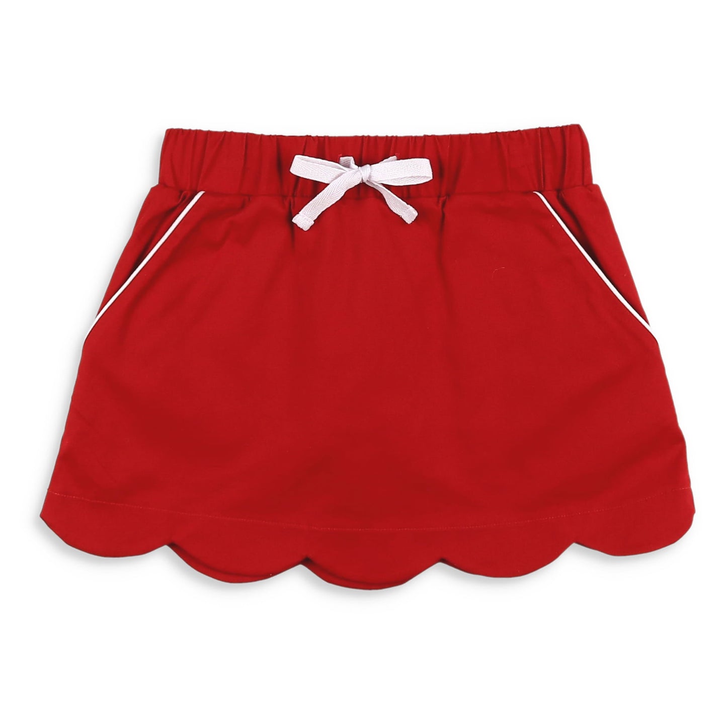 Girls Red Scallop Skort