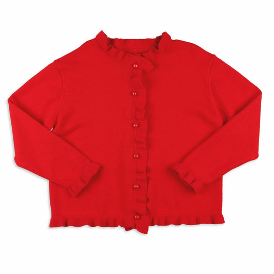 Girls Ruffle Sweater - Red