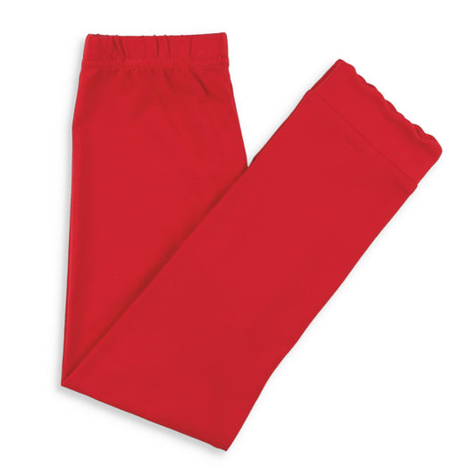 Girls Scallop Leggings-Red