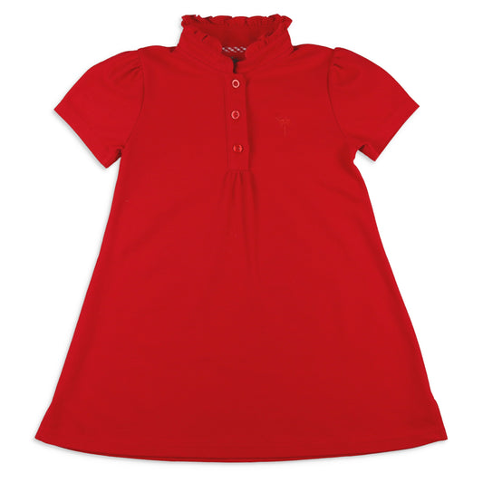 Girls Polo Dress - Red Pique