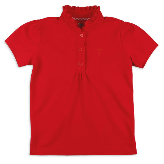 Girls Polo Top - Red Pique