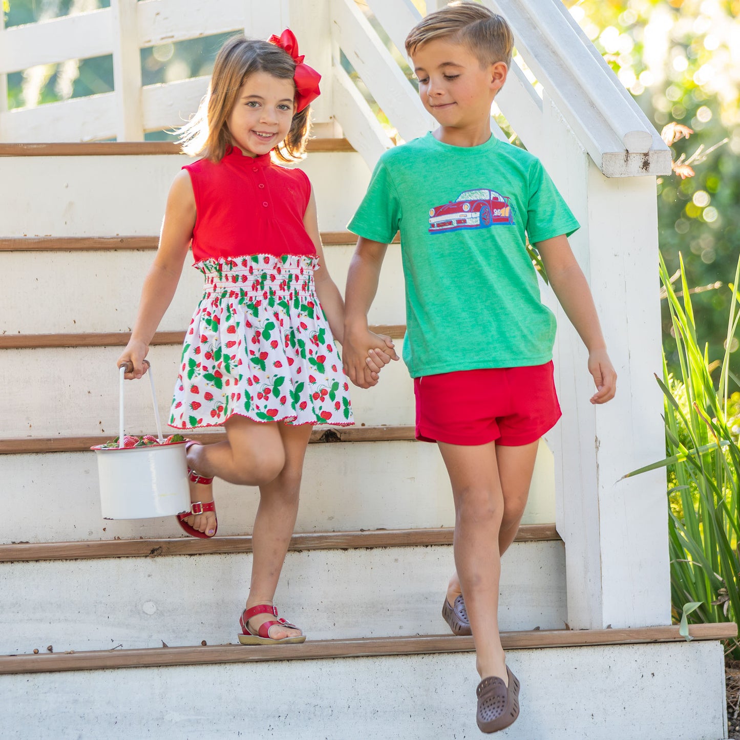 Red Pique Knit Shrimp Shorts