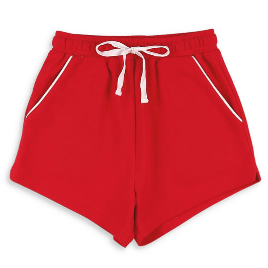 Red Pique Knit Shrimp Shorts