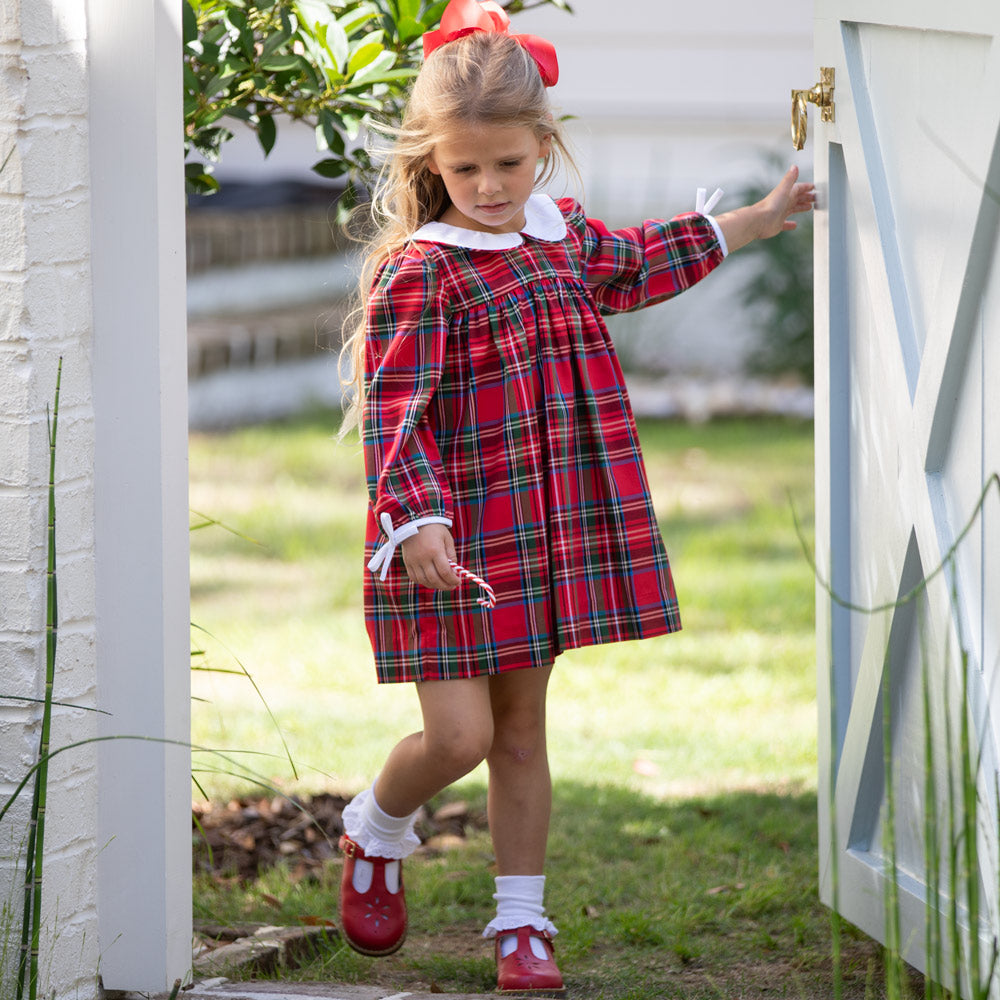 Red Plaid Collared Dress