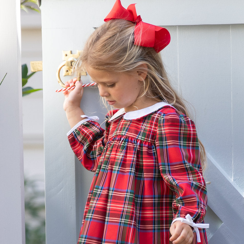 Red Plaid Collared Dress - close-up detail