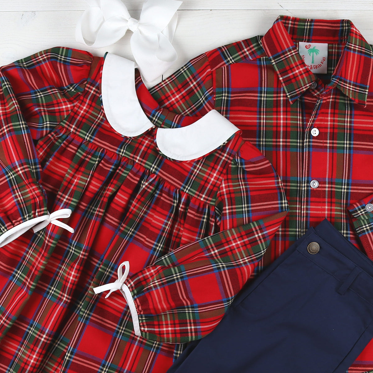 Red Plaid Collared Dress