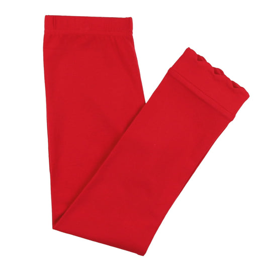 Girls *New* Scallop Leggings - Radiant Red