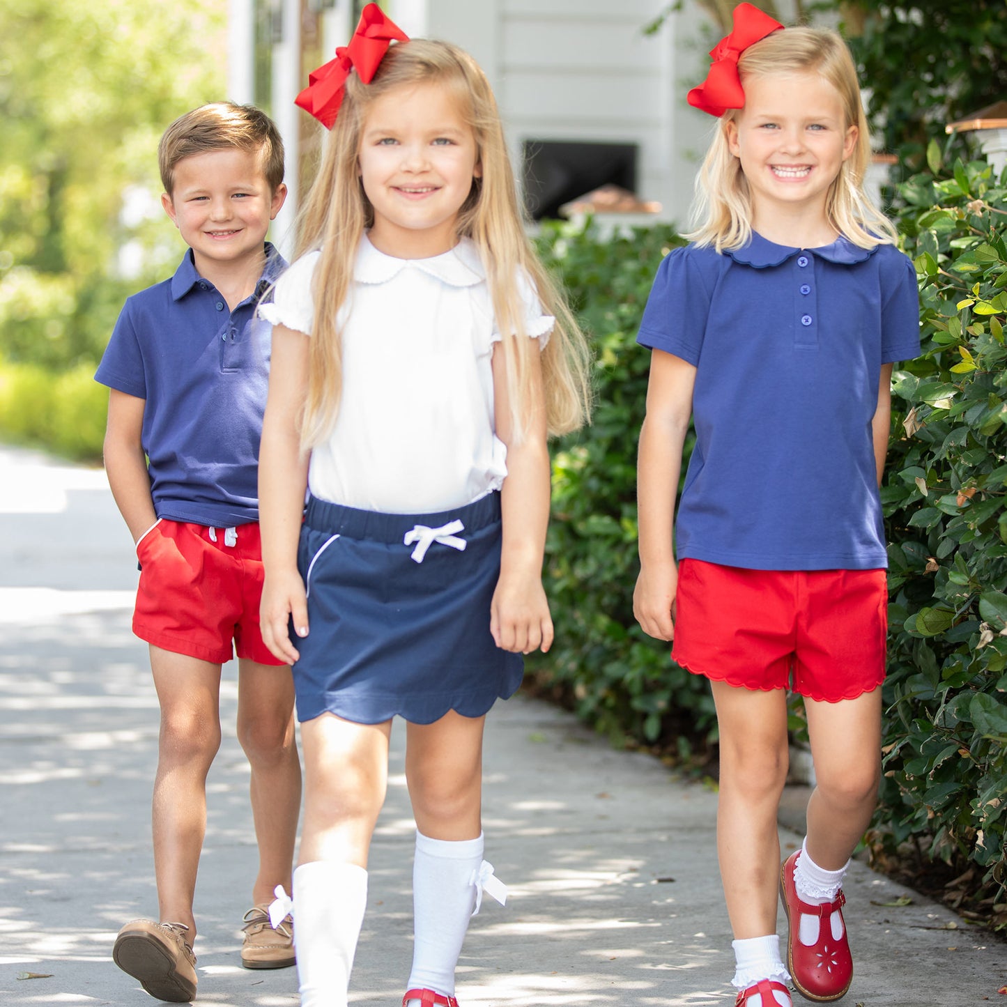 Girls Red Scallop Shorts