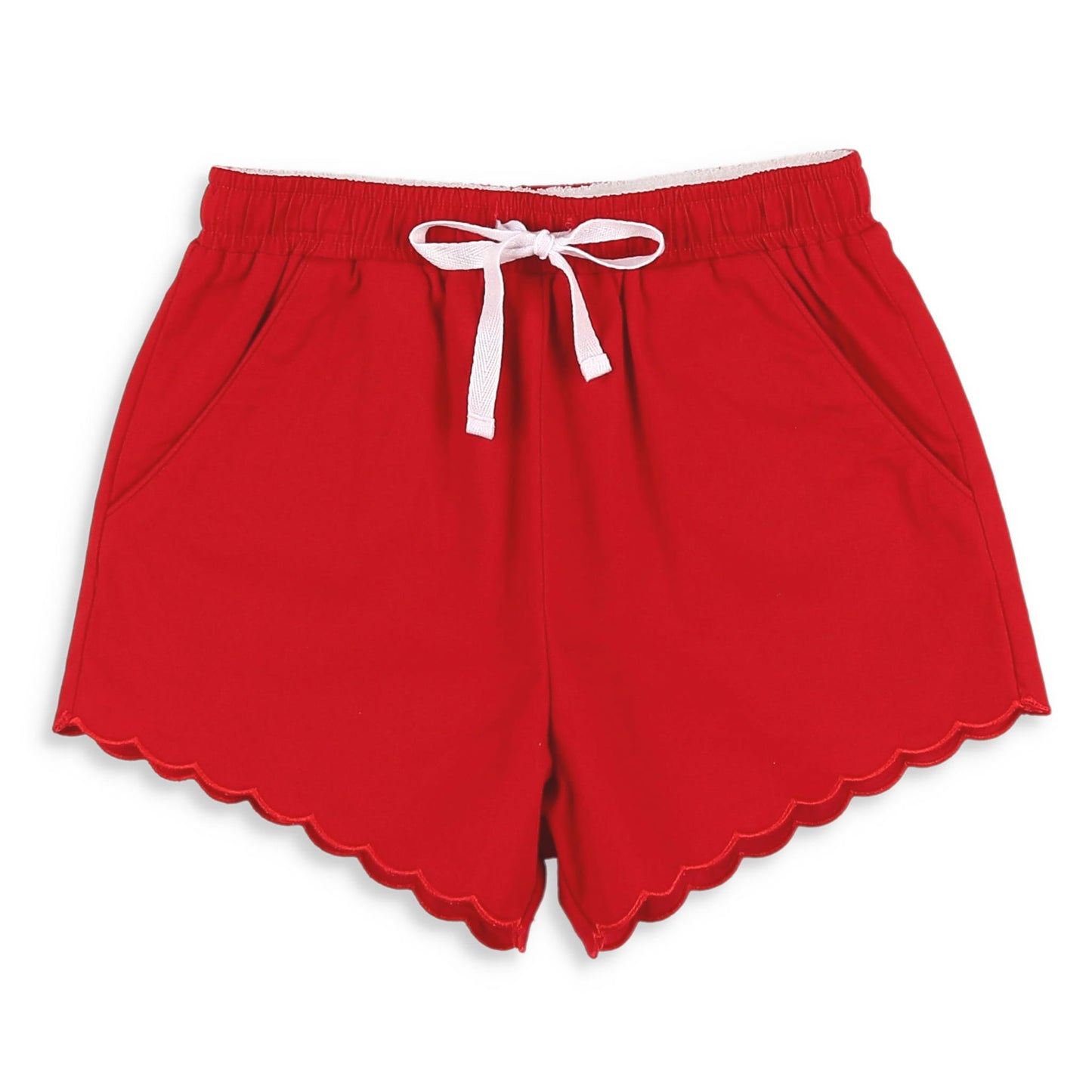 Girls Red Scallop Shorts