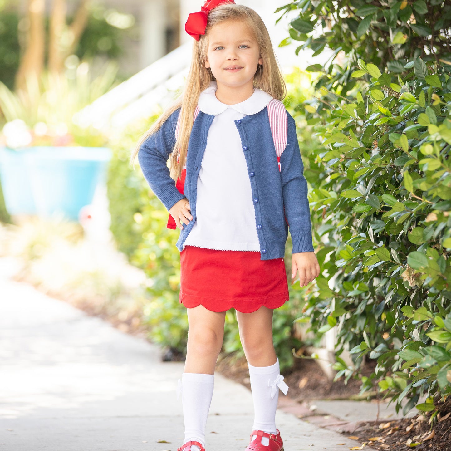 Girls Red Scallop Skort