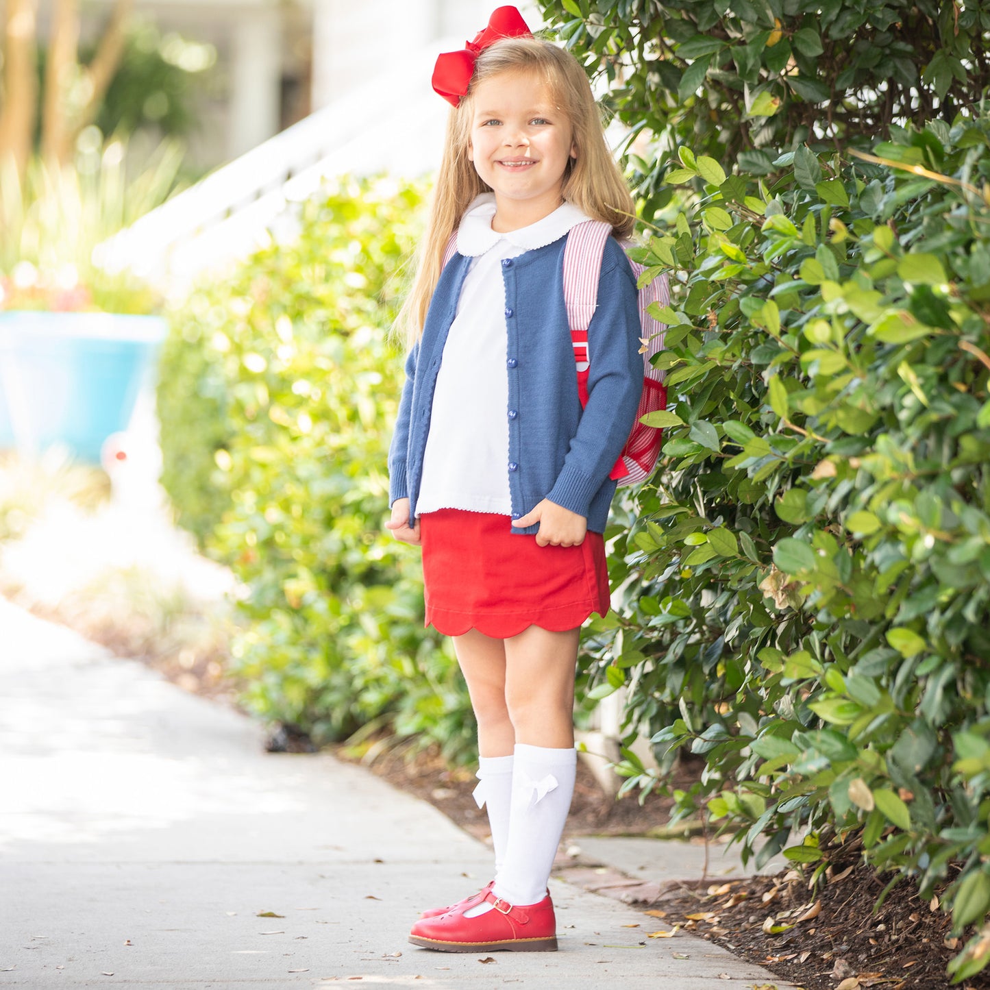 Girls Red Scallop Skort