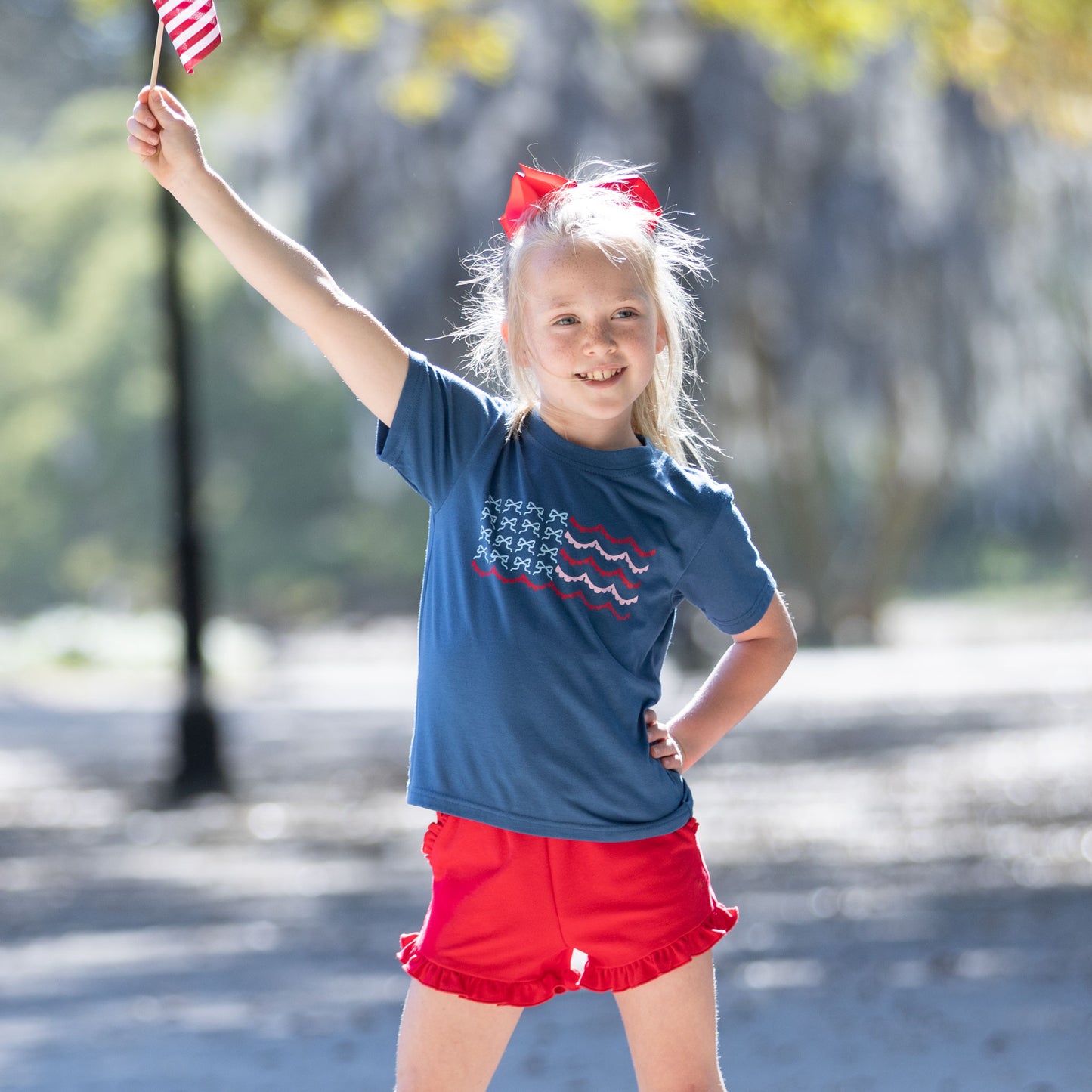 Red, White, & Bow Graphic Tee