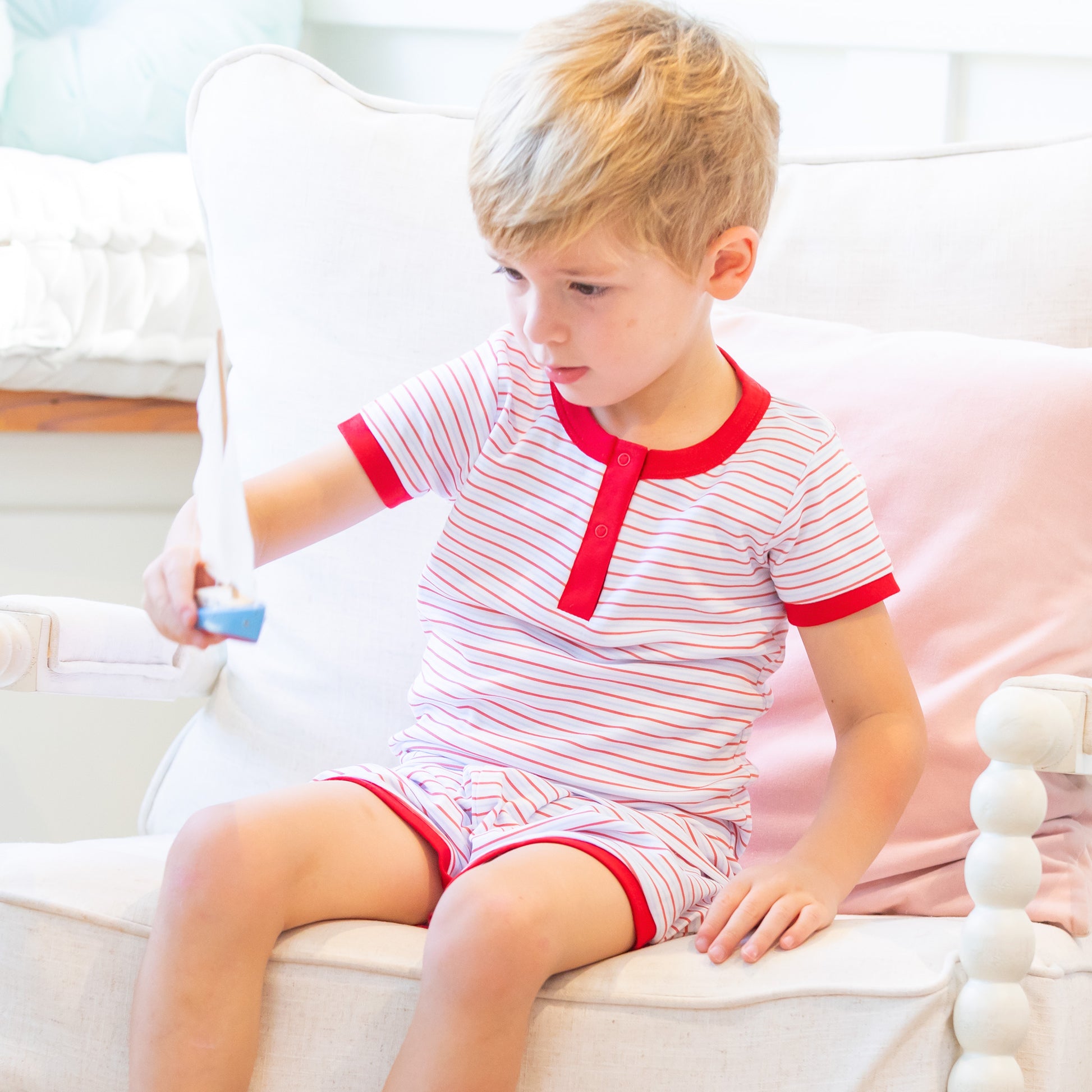 Unisex Pima Childrens Loungewear - Red, White, & Blue