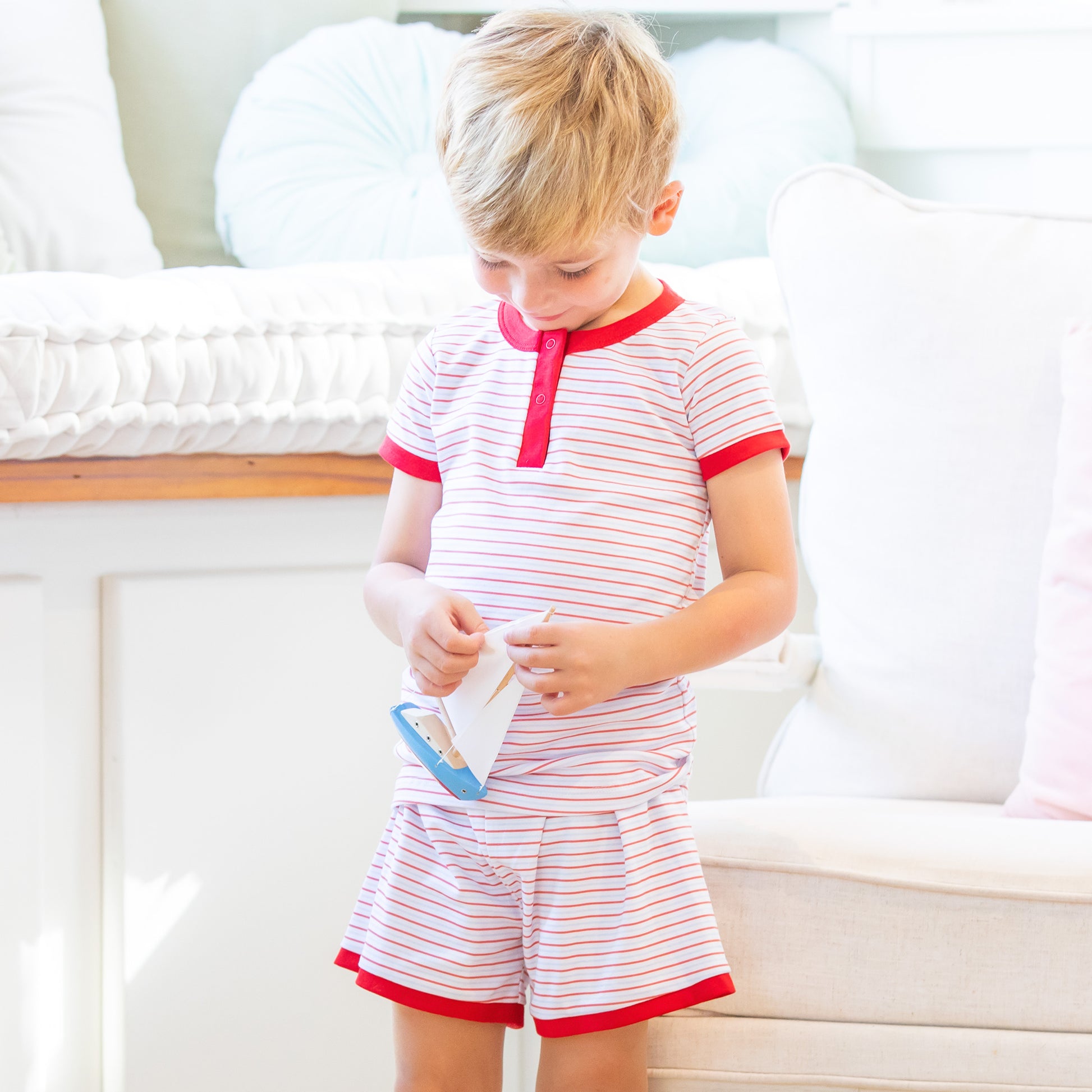 Unisex Pima Childrens Loungewear - Red, White, & Blue