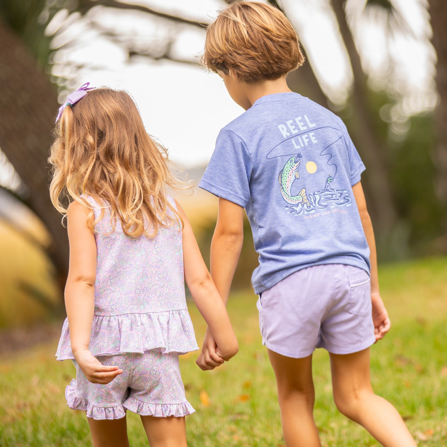 Boys Shrimp Shorts - Purple Oxford