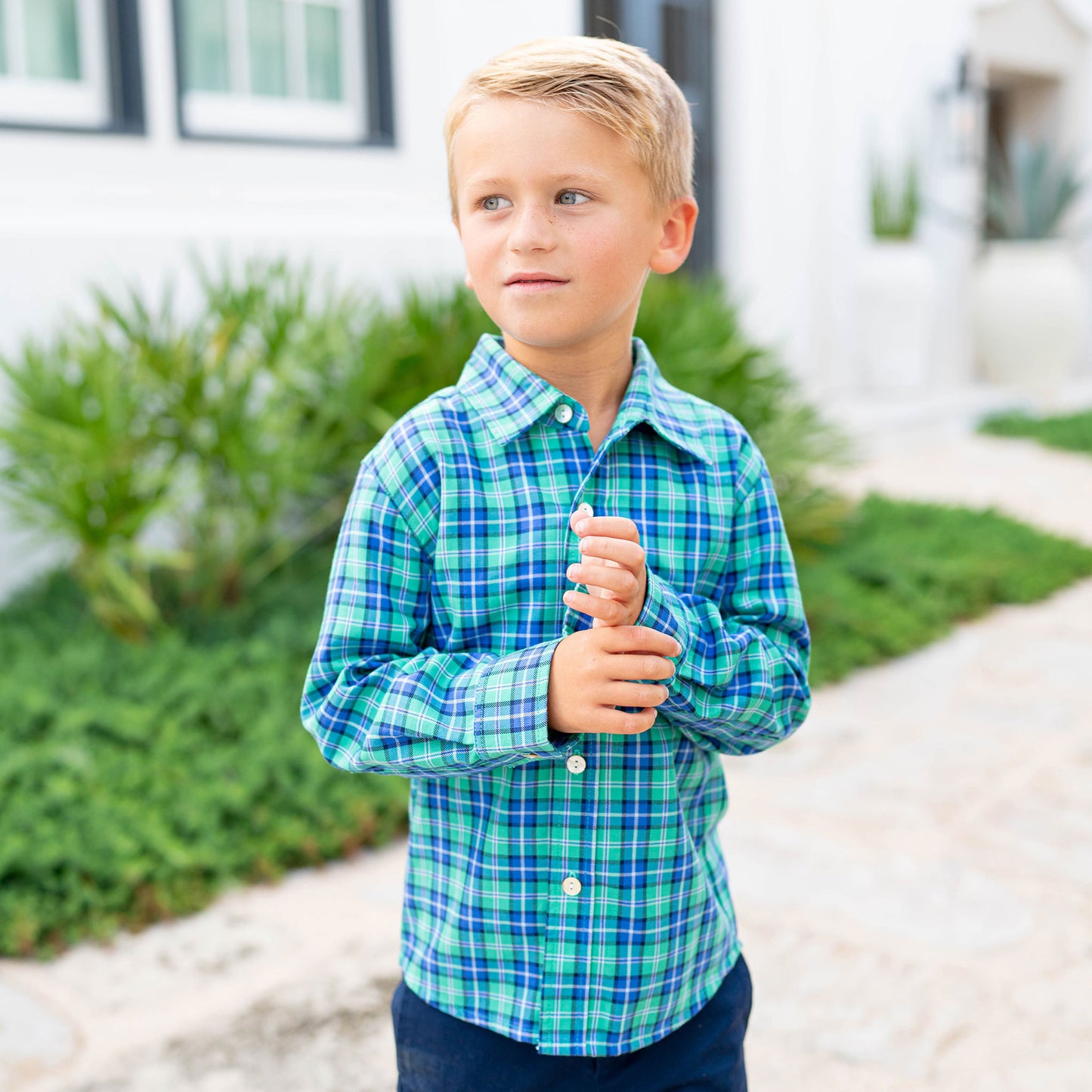 Boys Oxford - Royal Plaid