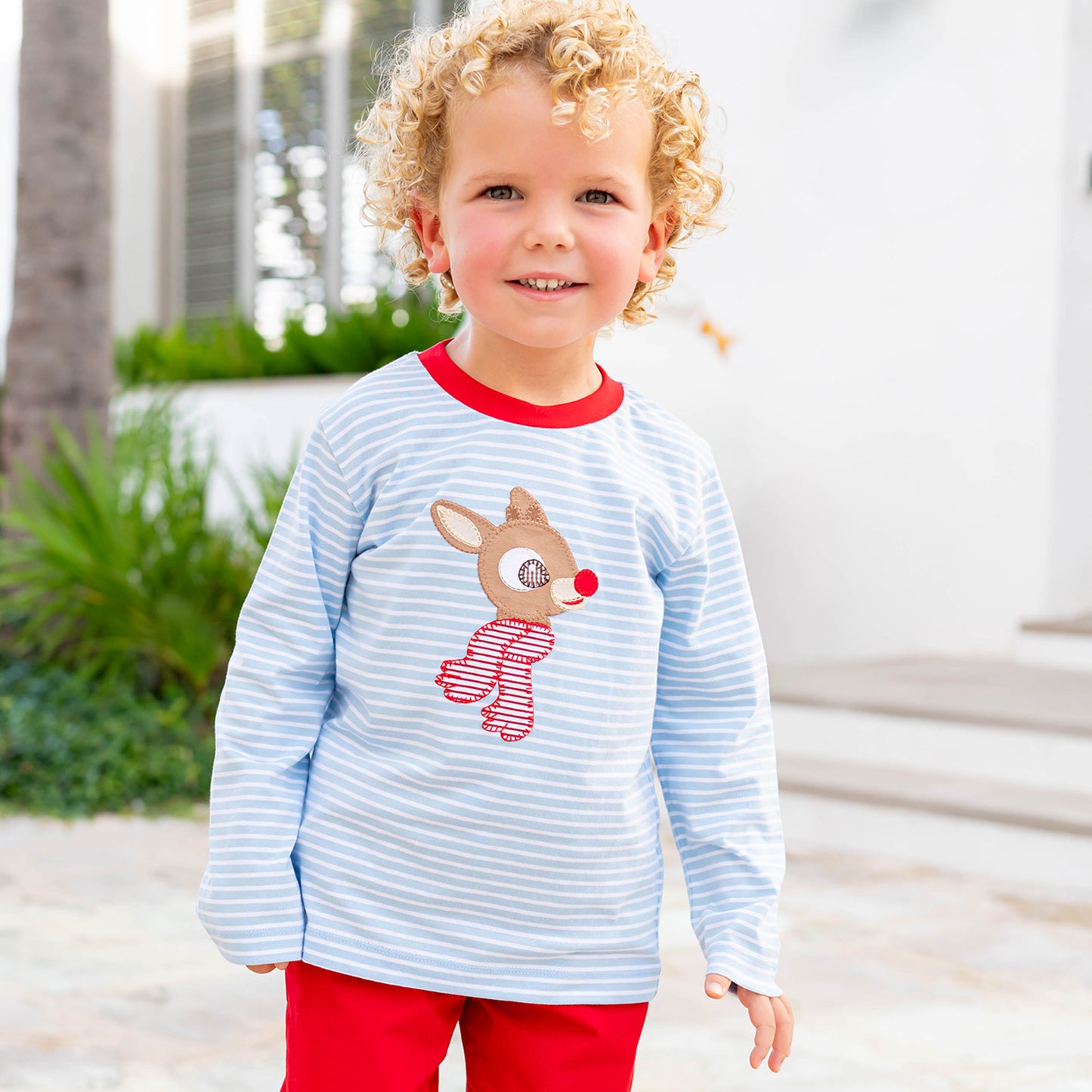 Boys Applique Shirt - Rudolph