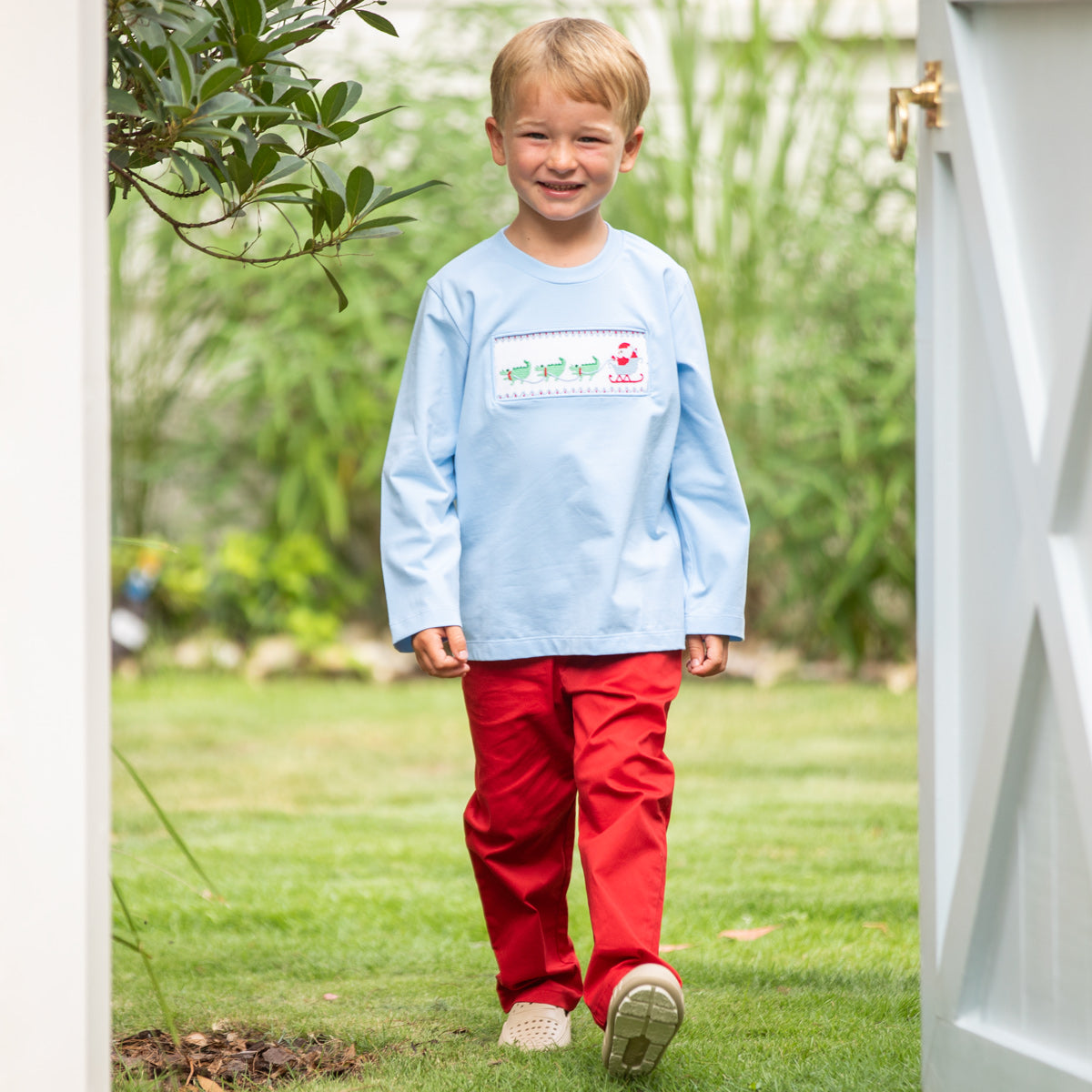 Santa Alligator Smocked Shirt