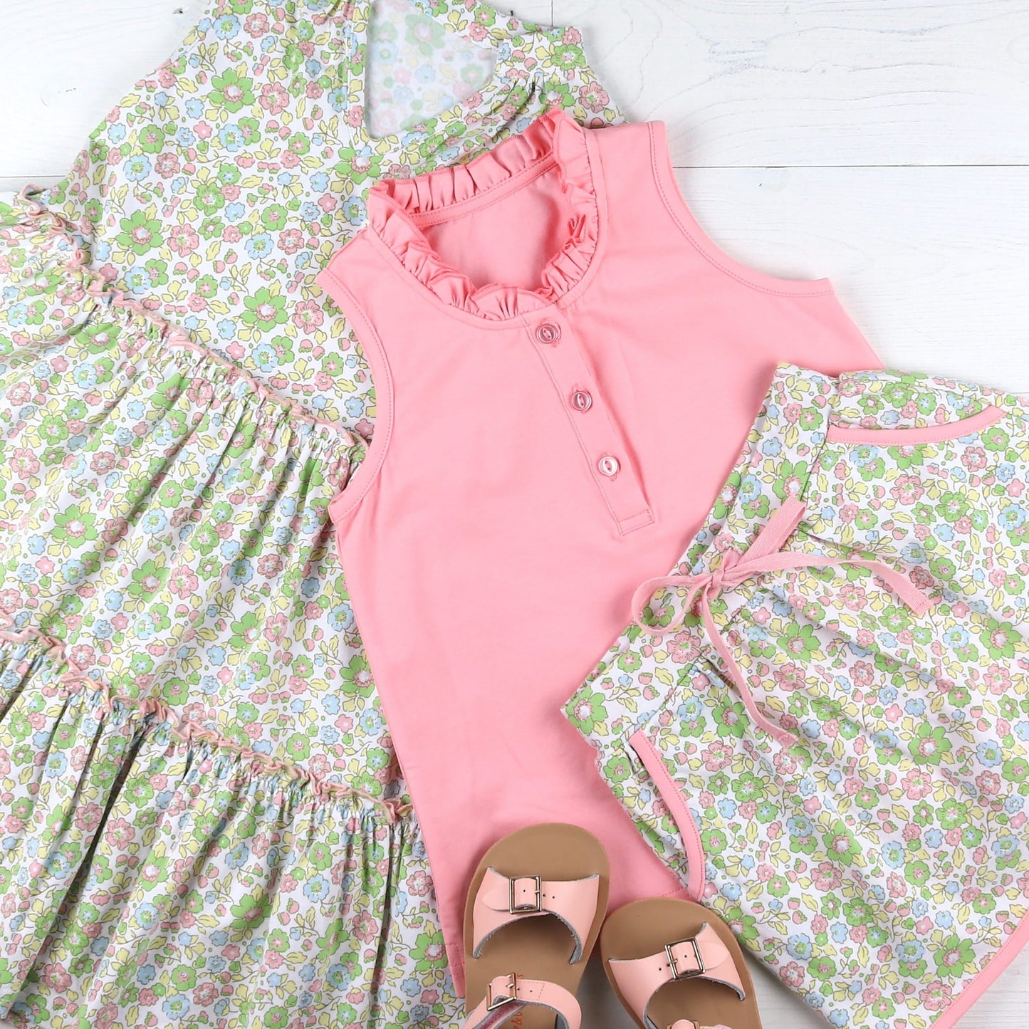 Girls Ruffle Neck Polo - Pawleys Island Pink (SAMPLE)