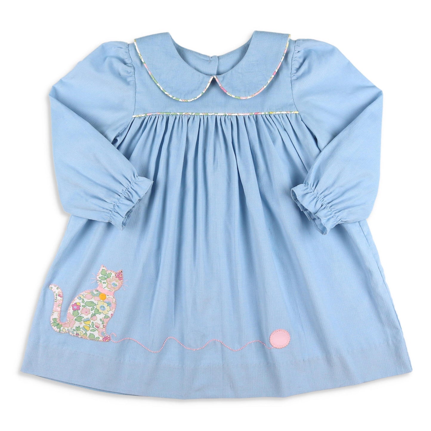 Girls Applique Sky Cord Genevieve Dress - Smitten Kitten