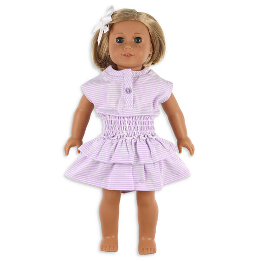 Girls Smocked Waist Doll Dress - St. Simons Stripe