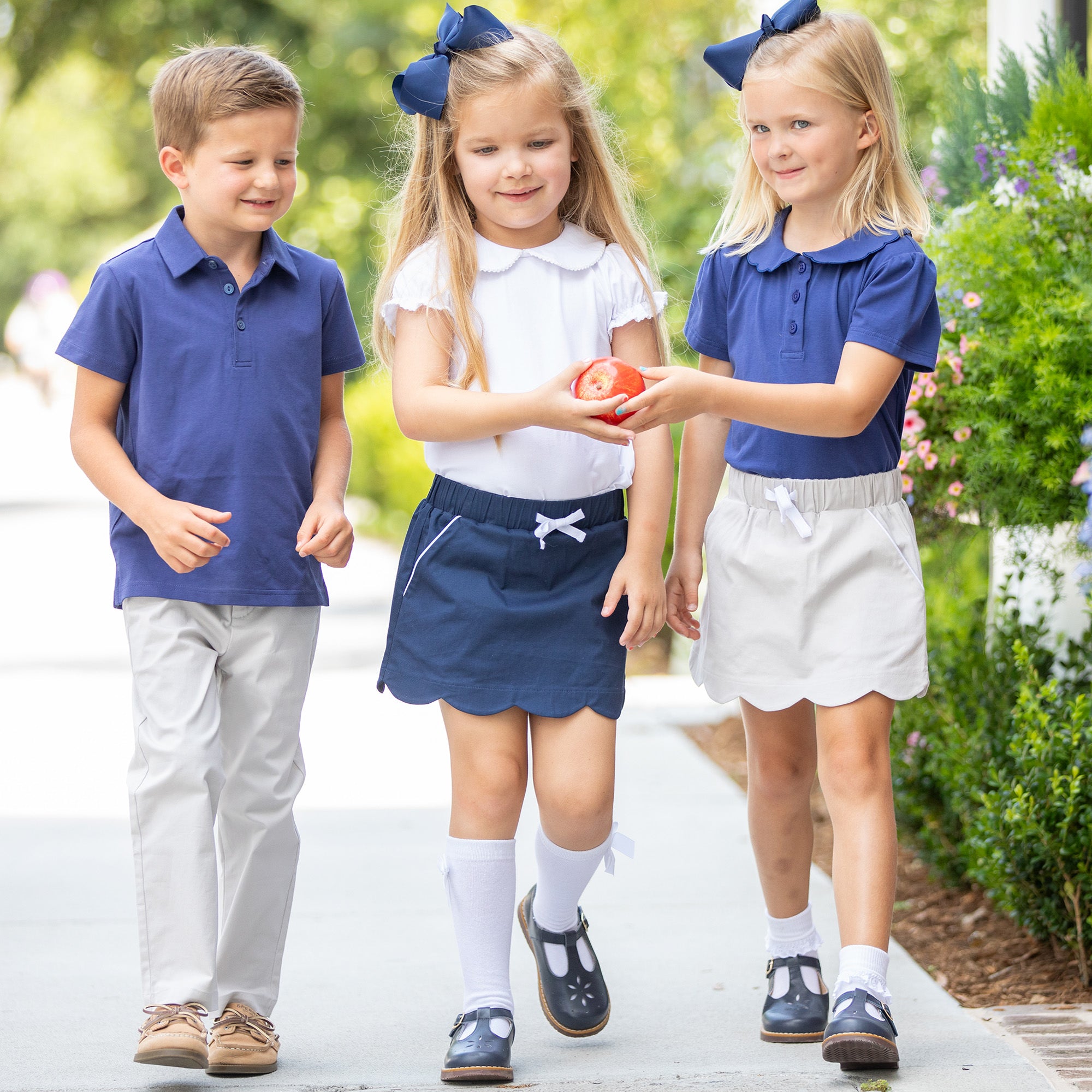 Girls Khaki Scallop Skort