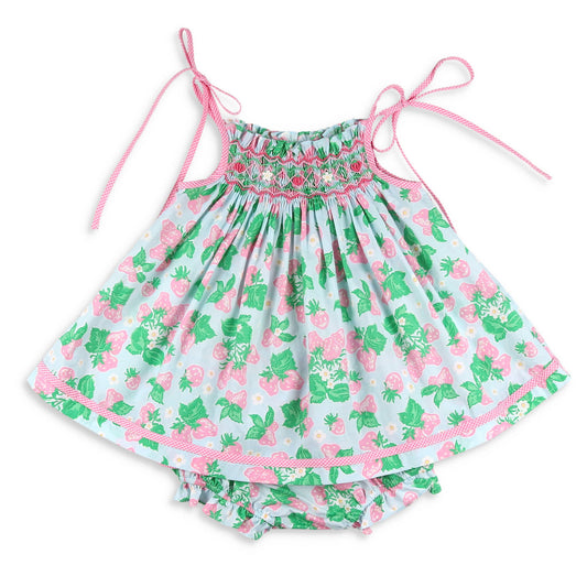 Girls Smocked Set - Strawberry Sweetness