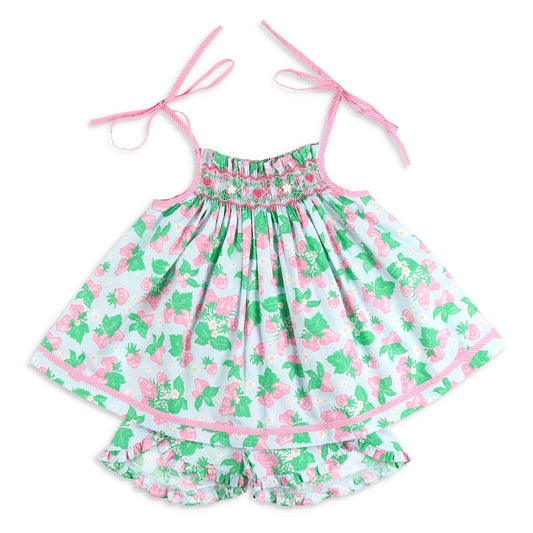 Girls Smocked Set - Strawberry Sweetness