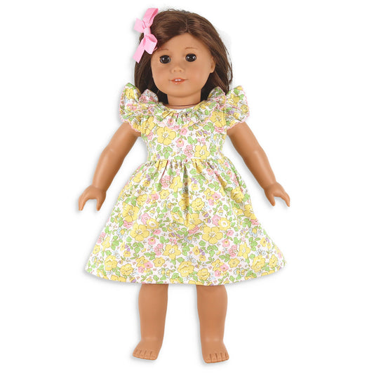 Sunny Blooms Ruffle Neck Dress - Doll
