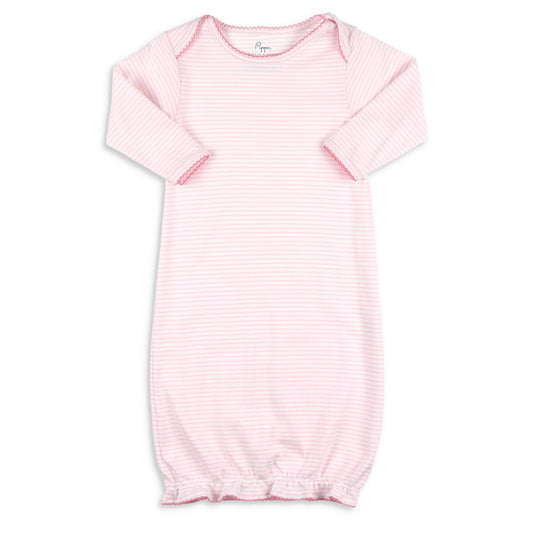 Girls Pima Baby Gown - Sweet Stripe