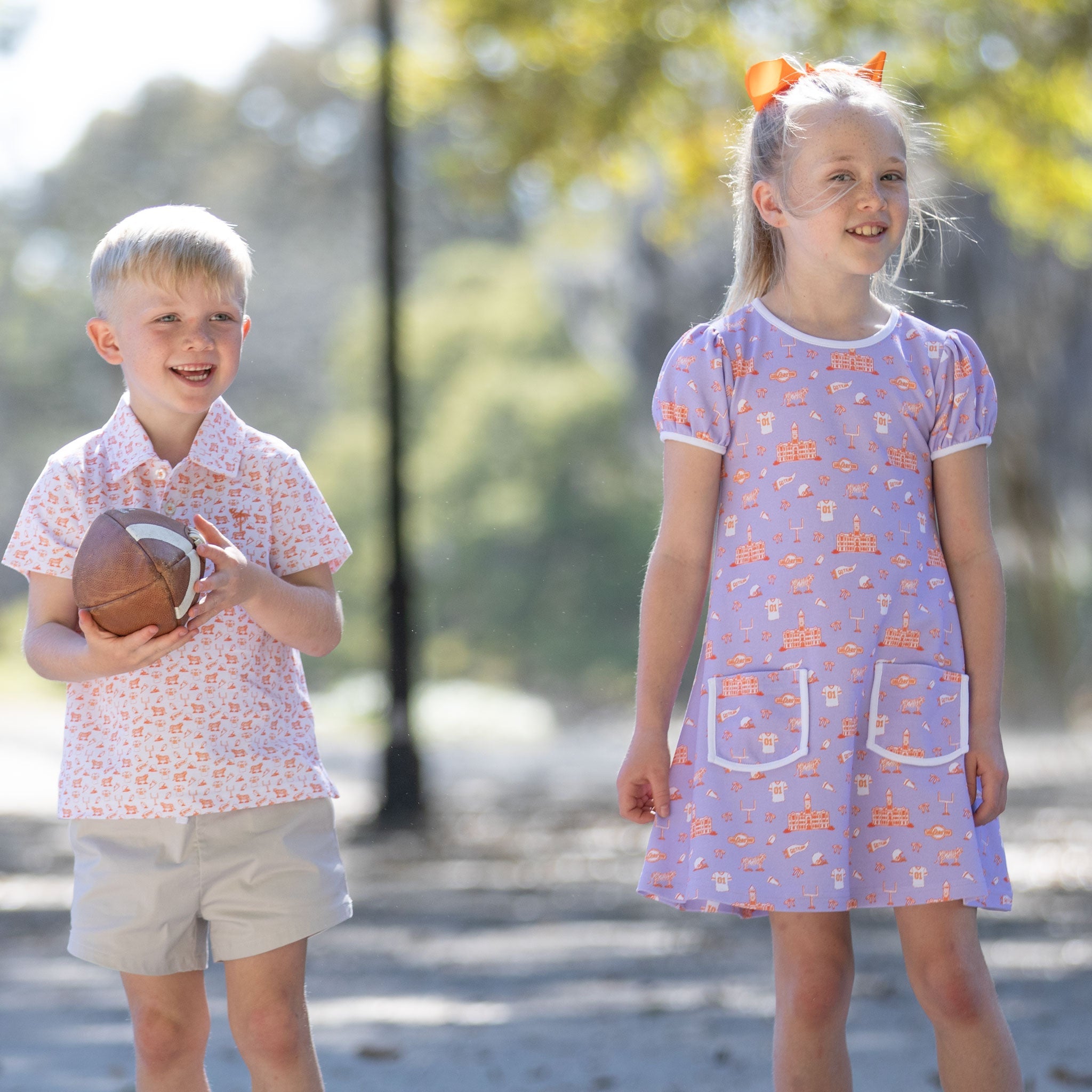 Matching sibling styles featuring Orange Spirit Polo