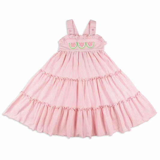 Girls Applique Tier Dress - Watermelons (SAMPLE)