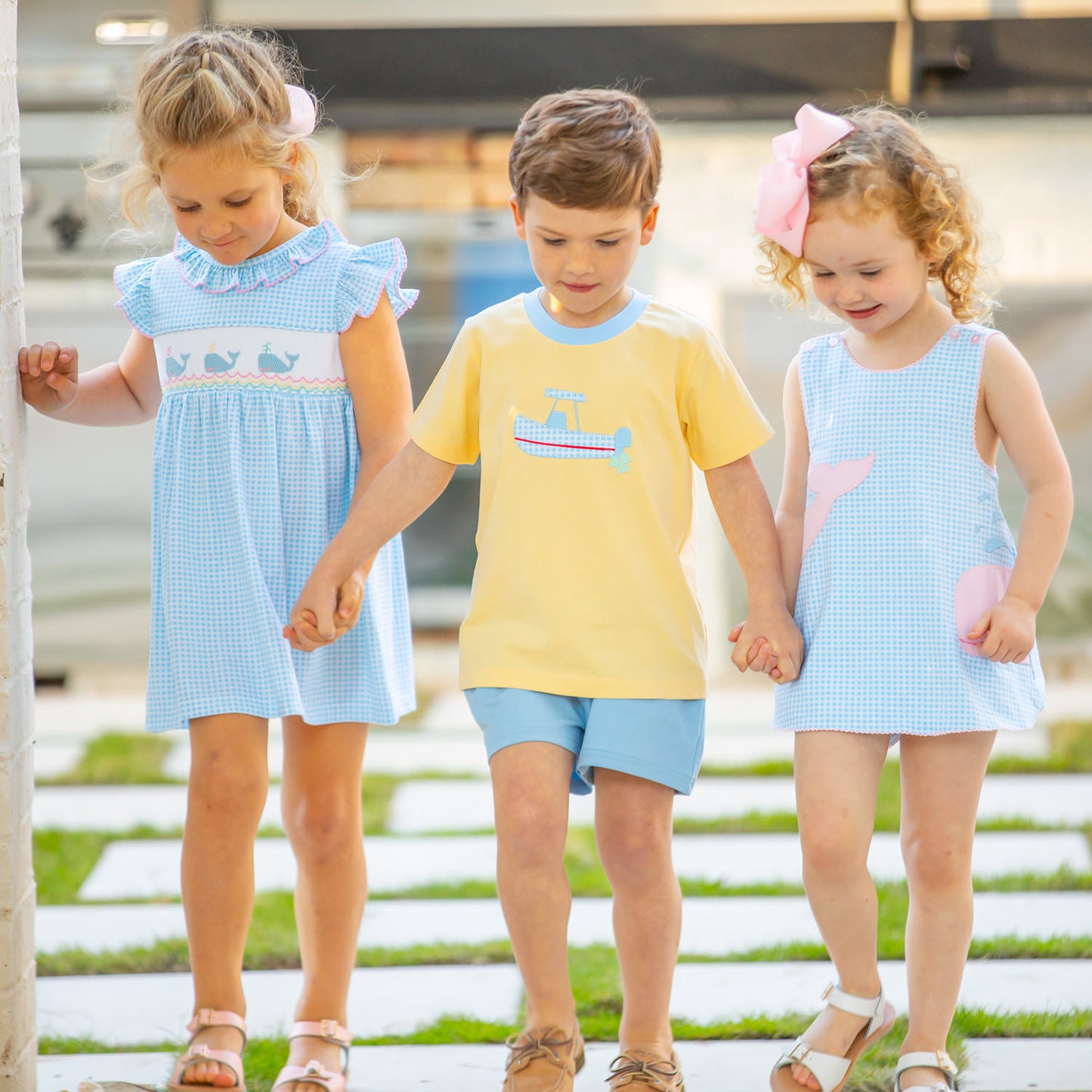 Girls Smocked Dress - Whale Watch