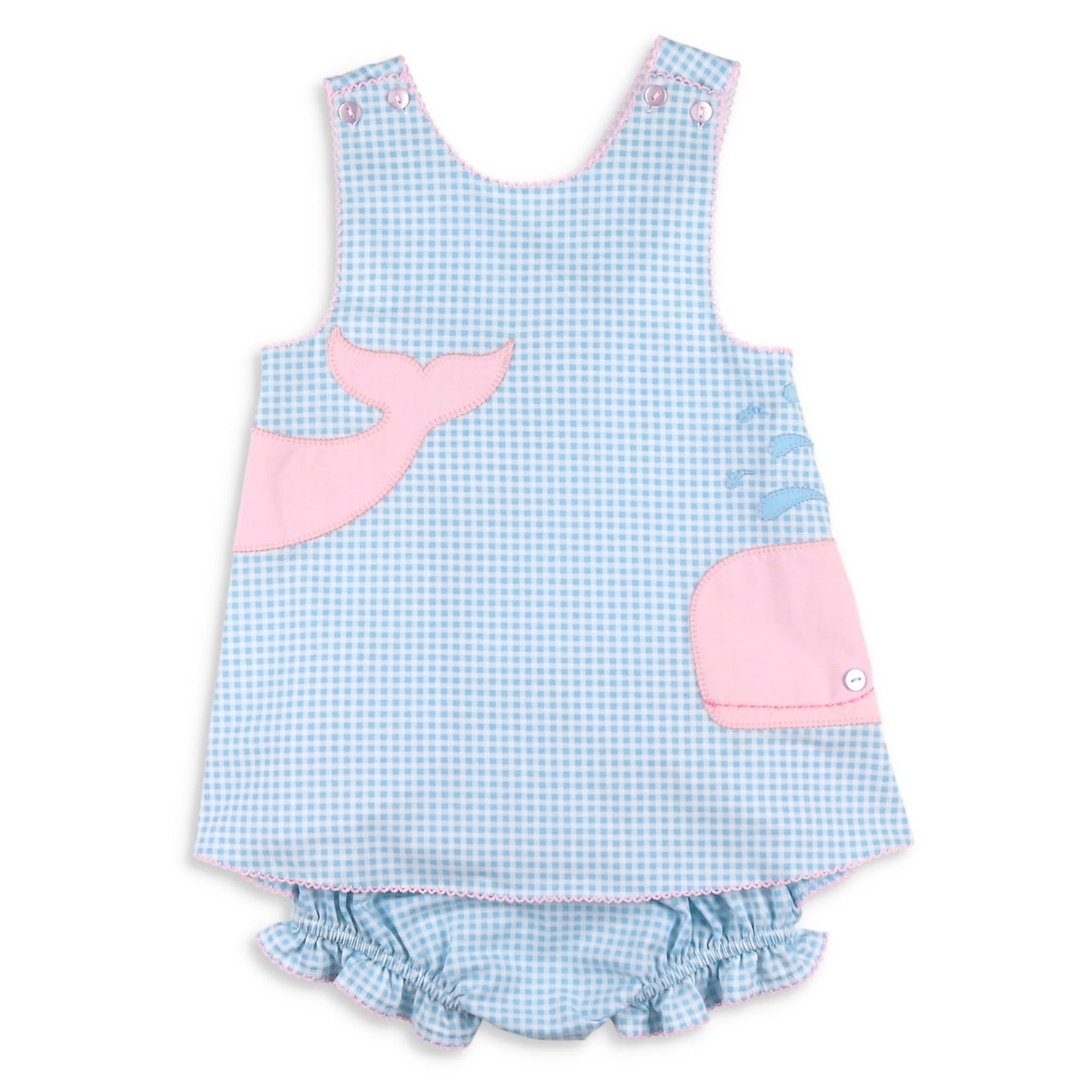 Girls Applique Cross Back Set - Whale Watch