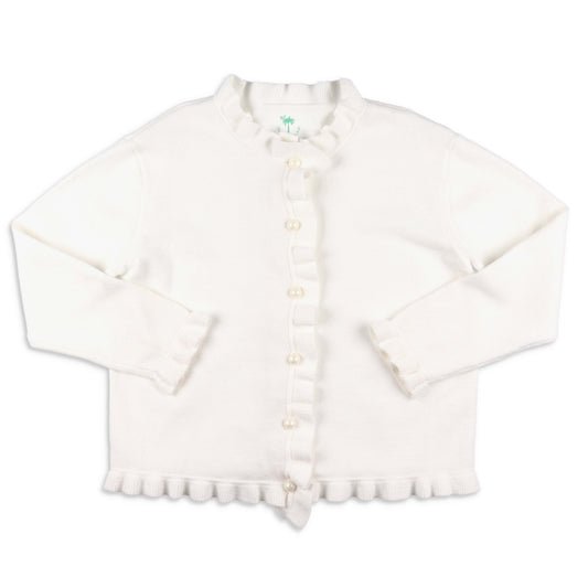 Girls Ruffle Sweater - White