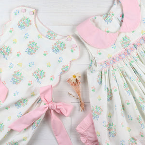 flatlay of a dress and Easter Bouquet Bubble