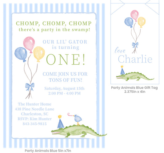 Party Animal Birthday Invitation and Gift Tag