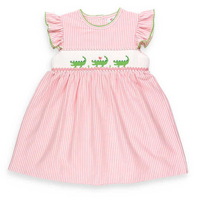 Kiawah Pink Smocked Alligator Dress