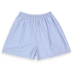 Blue Check Knit Shorts
