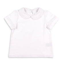 Load image into Gallery viewer, Boys Short Sleeve White Knit Collared Top