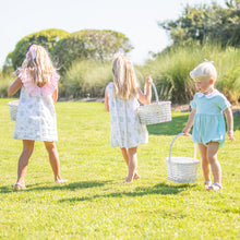 Load image into Gallery viewer, three kids at an Easter egg hunt and one little girl wearing Girls Easter Bouquet Dress