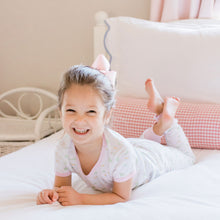 Load image into Gallery viewer, little girl smiling wearing Ducky Pink Pima Lounge Set