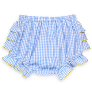 blue checked bloomers for a little girl