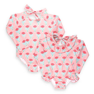 La Fleur One-Piece Rash Guard close up veiw