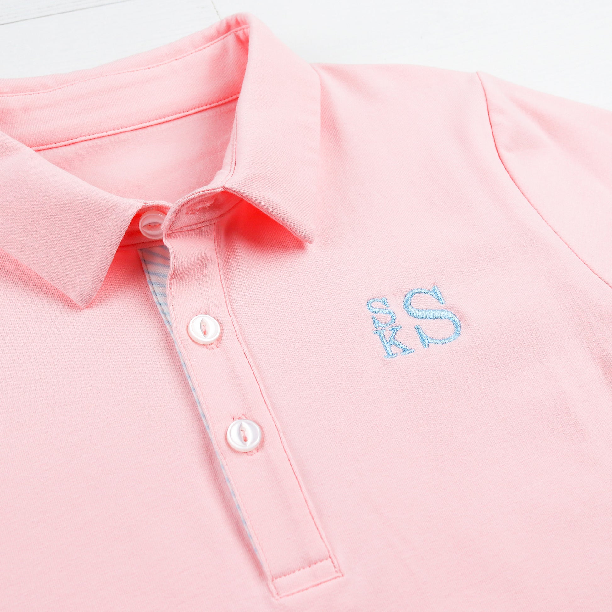 monogrammed Pink Cotton Knit Polo