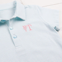 Load image into Gallery viewer, close up of a monogram on a Tennis Club Stripe Polo