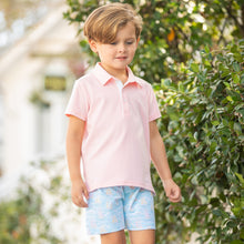 Load image into Gallery viewer, little boy walking down the street wearing a Pink Cotton Knit Polo
